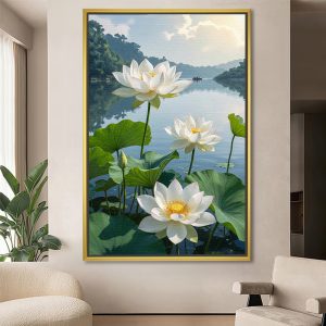 Peaceful Scenic White Lotus Vastu Decor