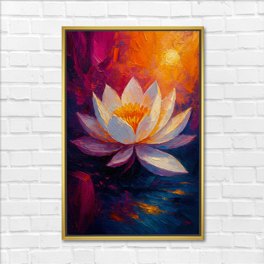 Radiant Sunset Textured Lotus Canvas - Image 3