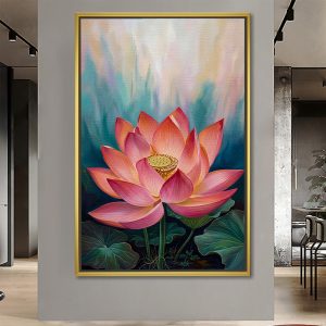 Ethereal Watercolor Lotus Vastu Canvas