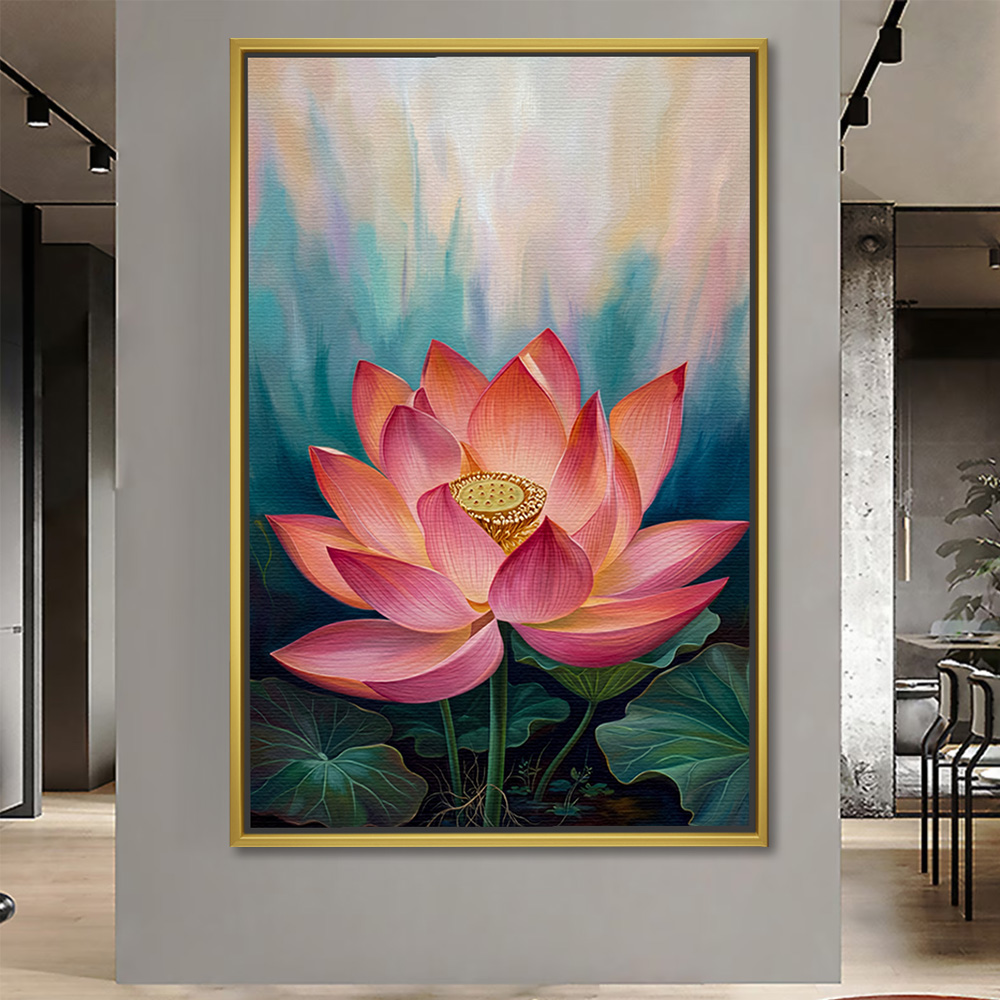 Ethereal Watercolor Lotus Vastu Canvas