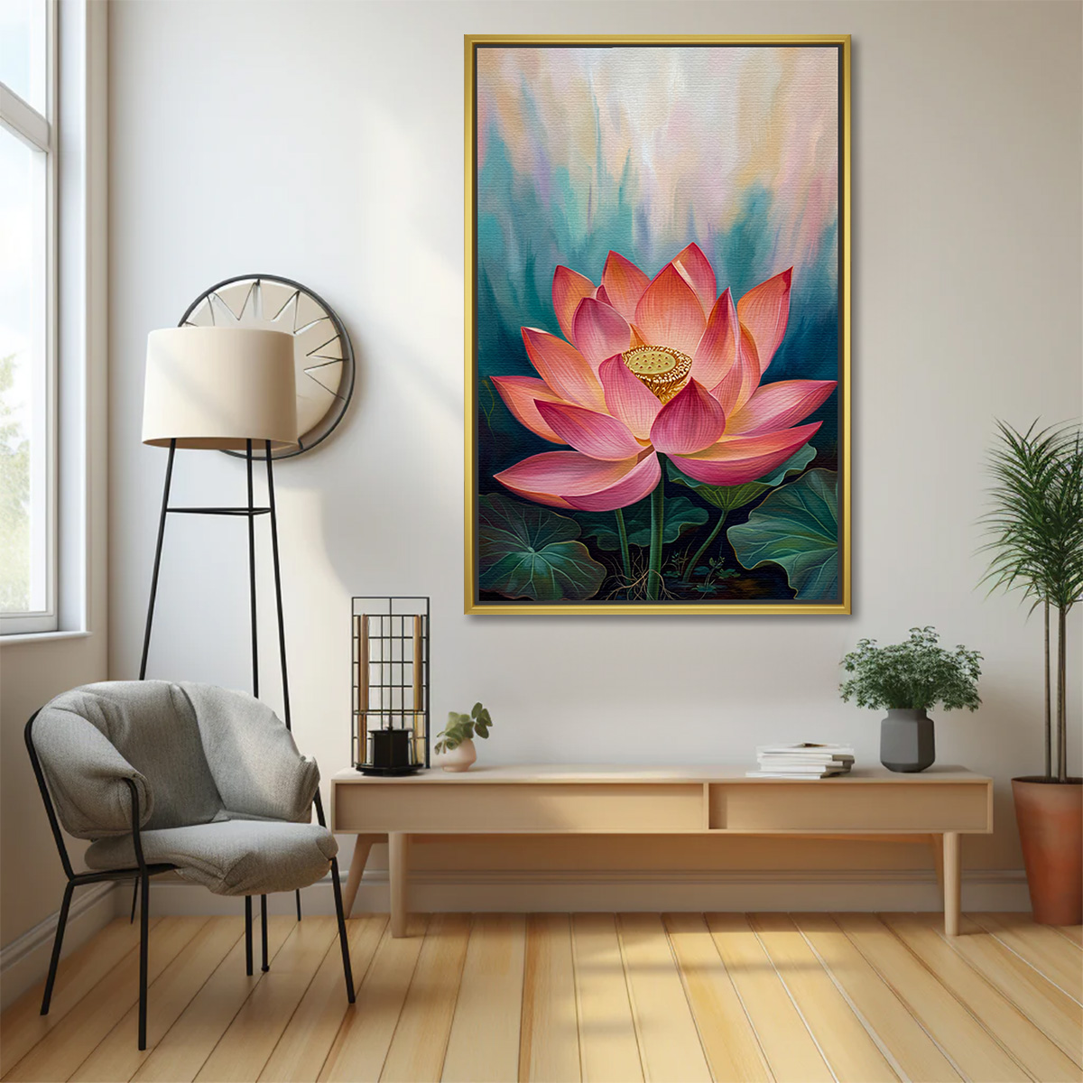 Ethereal Watercolor Lotus Vastu Canvas - Image 2