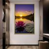Radiant Sunset Waters Lotus Painting