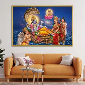 Cosmic Lord Vishnu And Laxmi Ji Vastu Canvas Painting