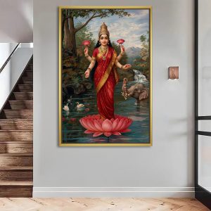 Serene Standing Goddess Laxmi In Nature Spiritual Wall Art