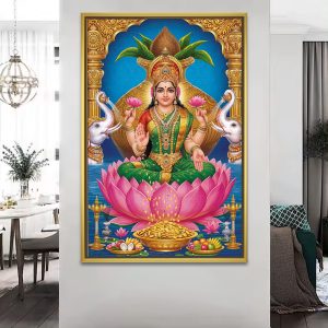Auspicious Gajalakshmi Showering Wealth Traditional Decor Print