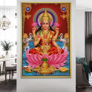 Shubh Labh Maha Laxmi Ji Premium Framed Canvas Artwork