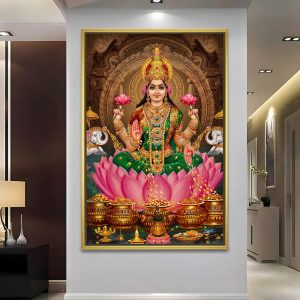 Majestic Dhan Laxmi With Golden Kalash Spiritual Painting