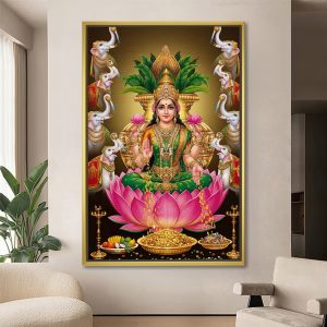 Majestic Eight Elephants Mahalaxmi Wealth Canvas