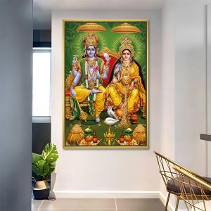 Royal Narayan Laxmi Golden Throne Spiritual Painting