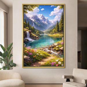Pristine Waterfall Prosperity Landscape Canvas