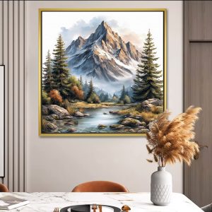 Flowing Alpine River Nature Canvas