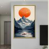 Zen Crimson Sun Minimalist Landscape