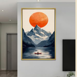 Zen Crimson Sun Minimalist Landscape