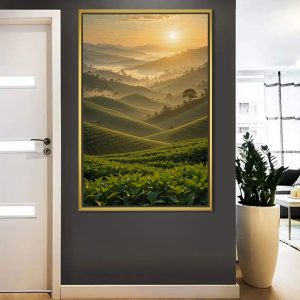 Serene Tea Garden Sunrise Vastu Canvas