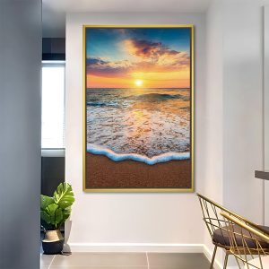 Glistening Ocean Waves Sunrise Vastu Canvas
