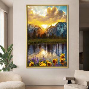 Bountiful Floral Lake Sunrise Vastu Canvas