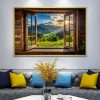 Picturesque Window View Rising Sun Painting