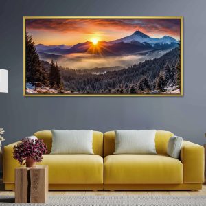 Panoramic Snowy Woods Sunrise Vastu Painting