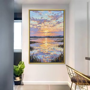 Luminous Waterscape Sunrise Vastu Painting
