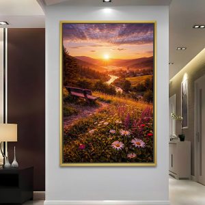 Blissful Meadow Rising Sun Canvas for Vastu