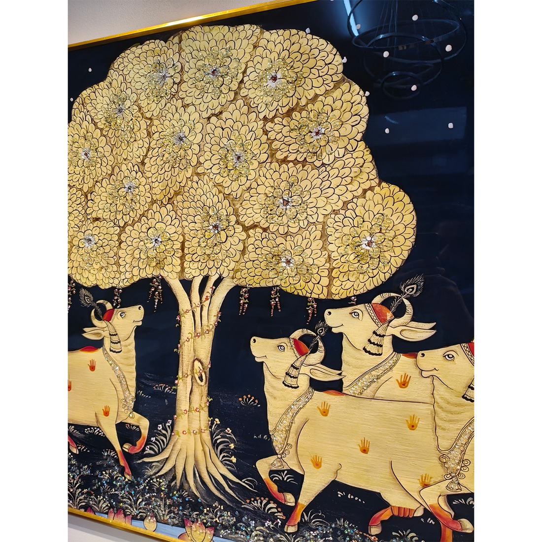 Moonlit Kalpavriksha Tree of Life Cow Crystal Painting - Image 6