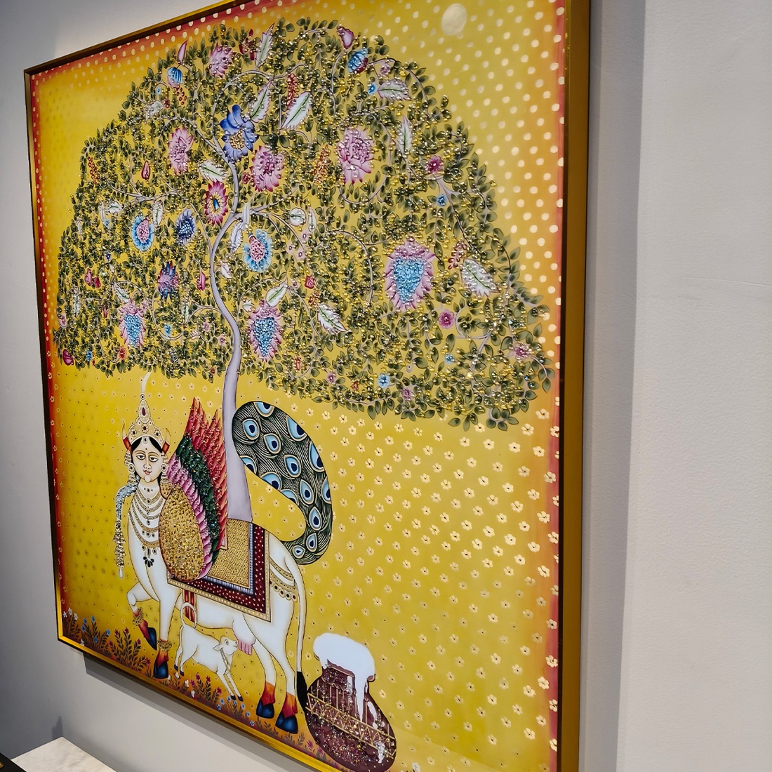 Divine Kamadhenu Cow with Kalpavriksha Crystal Painting - Image 4