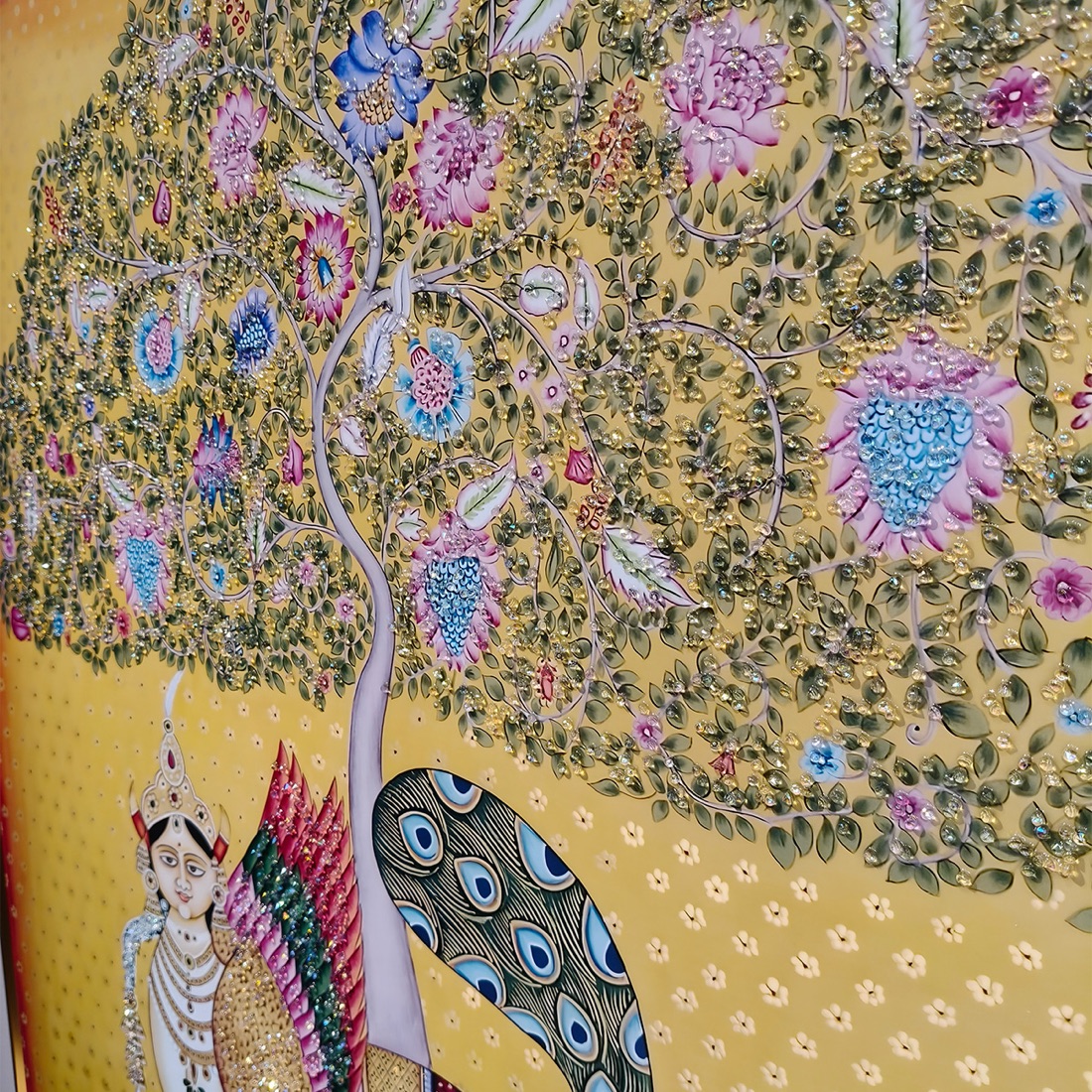Divine Kamadhenu Cow with Kalpavriksha Crystal Painting - Image 6