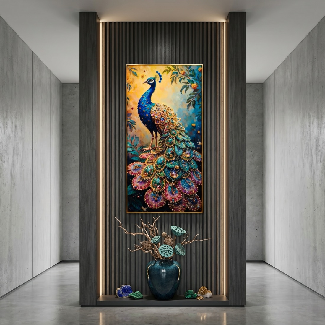Colourful Peacock Crystal Glass Painting
