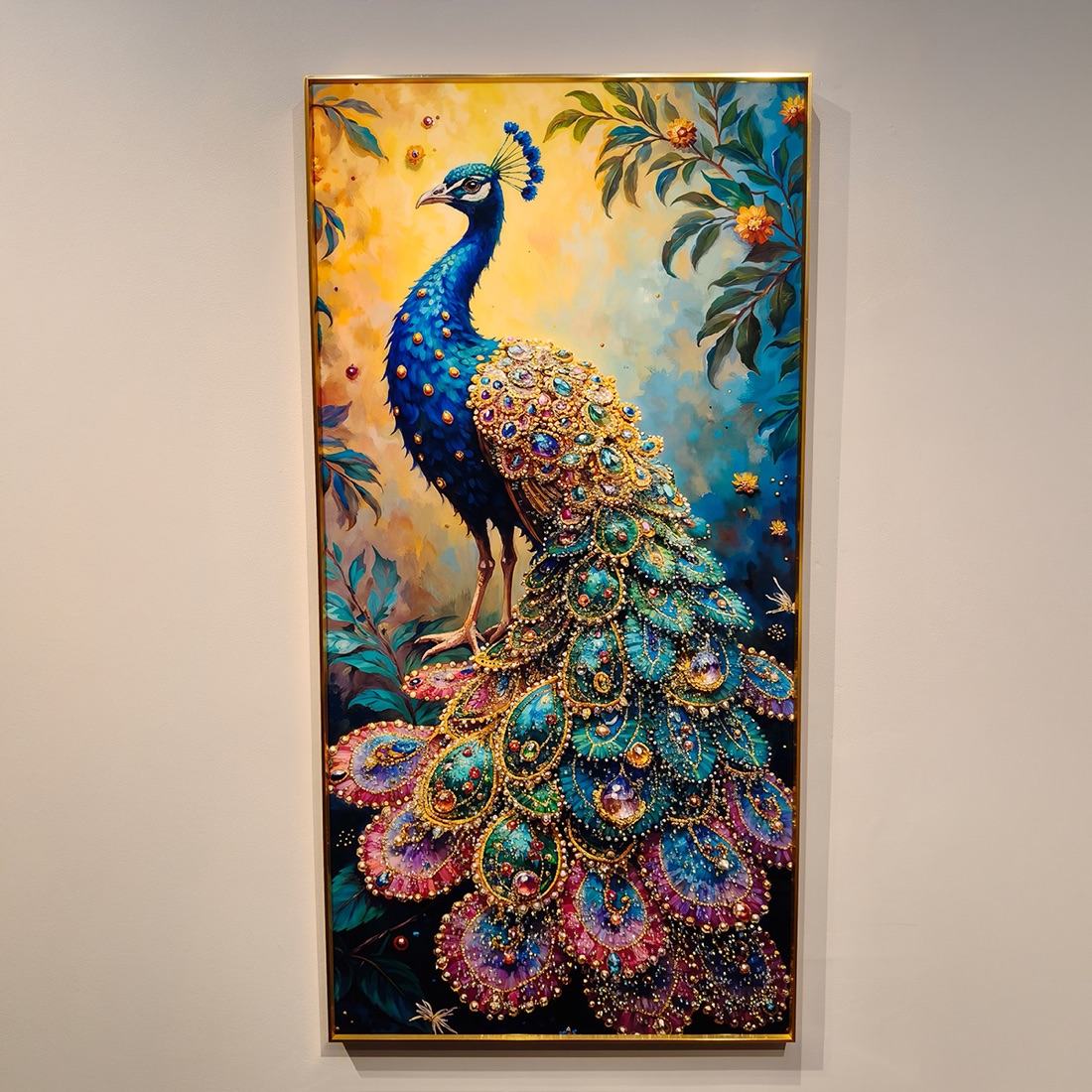 Colourful Peacock Crystal Glass Painting - Image 3
