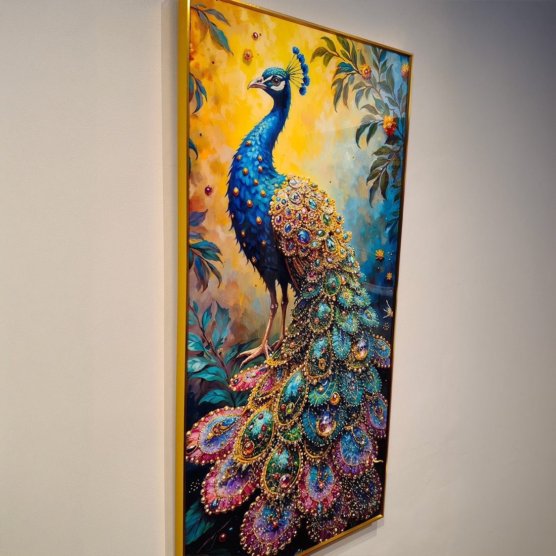Colourful Peacock Crystal Glass Painting - Image 4