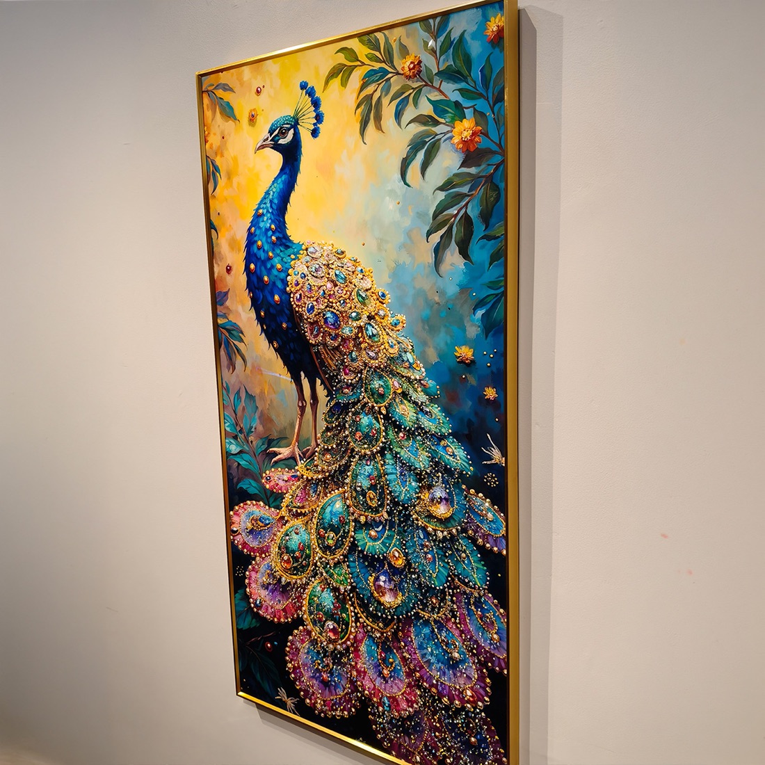 Colourful Peacock Crystal Glass Painting - Image 5