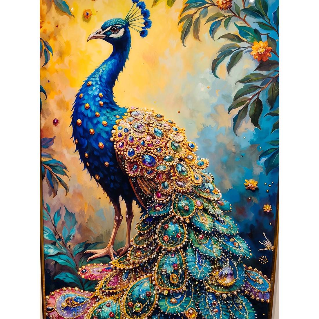 Colourful Peacock Crystal Glass Painting - Image 6