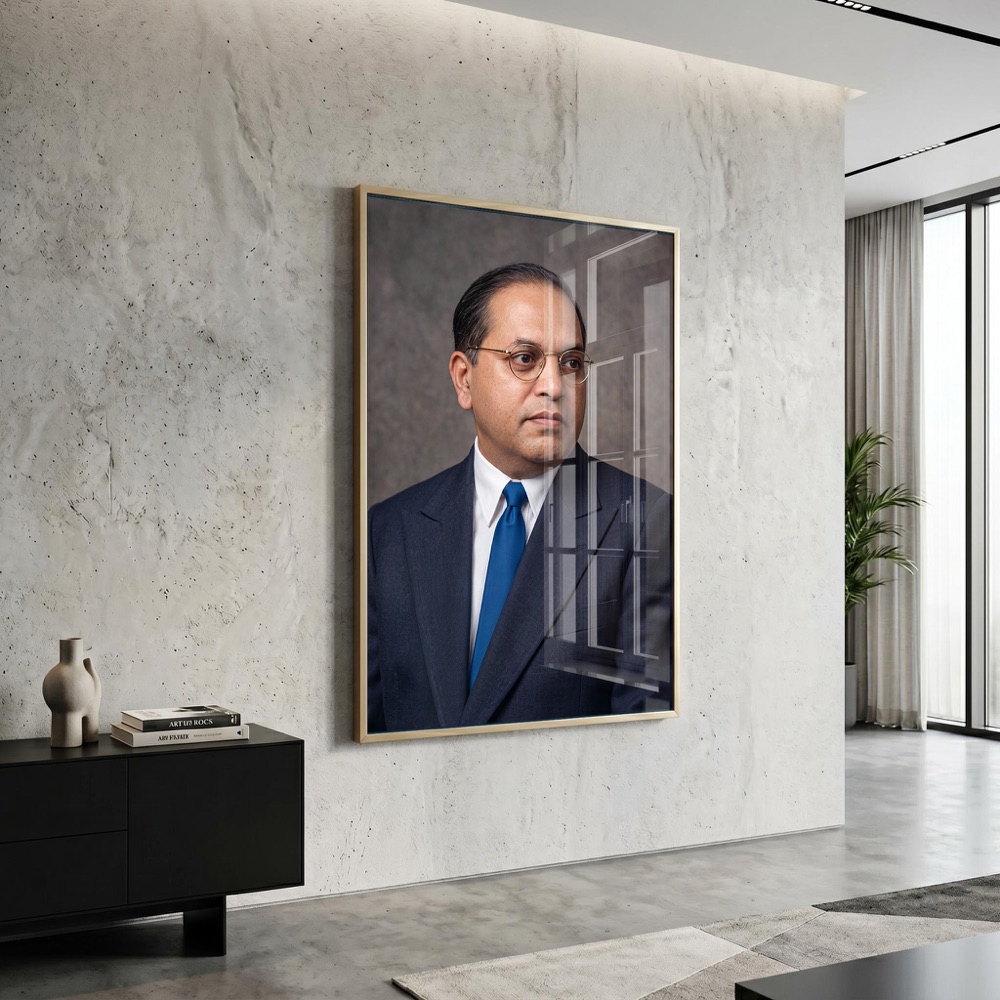 Babasaheb Ambedkar Blue Tie Portrait Painting - Image 3