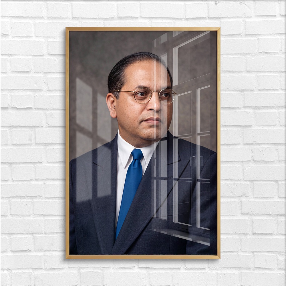 Babasaheb Ambedkar Blue Tie Portrait Painting - Image 4