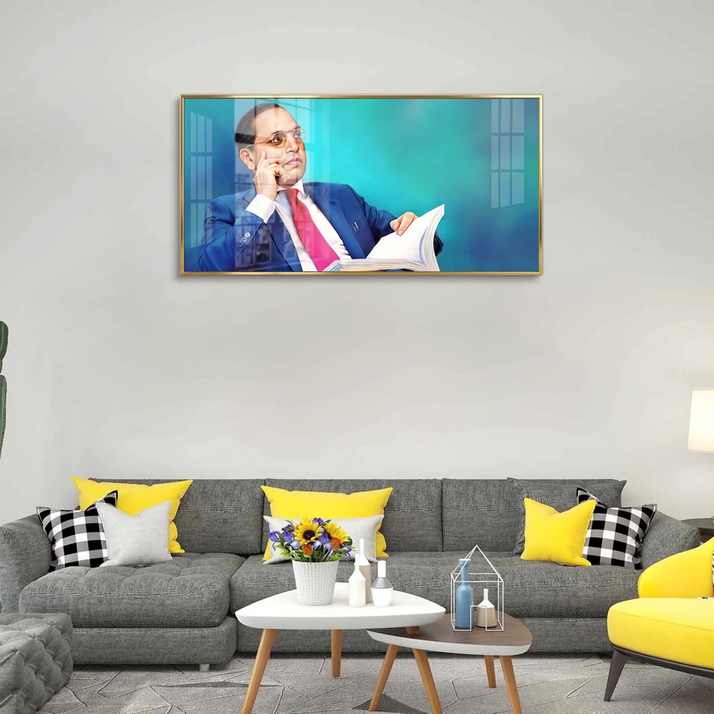 Modern Dr BR Ambedkar Reading Book Wall Painting - Image 2