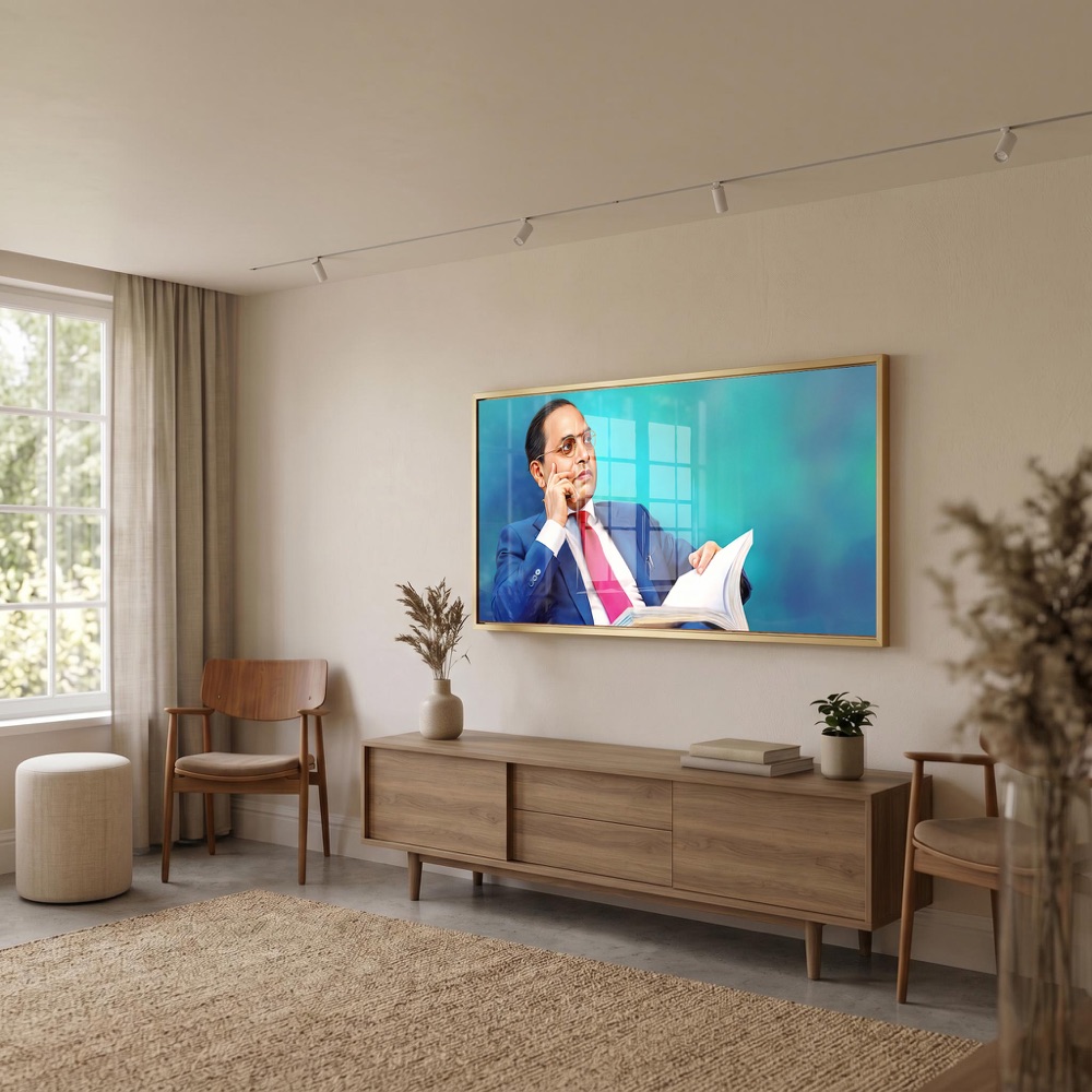 Modern Dr BR Ambedkar Reading Book Wall Painting - Image 3