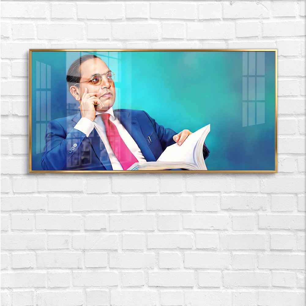 Modern Dr BR Ambedkar Reading Book Wall Painting - Image 4