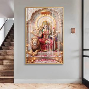 Goddess Durga Seated Lion Temple Art
