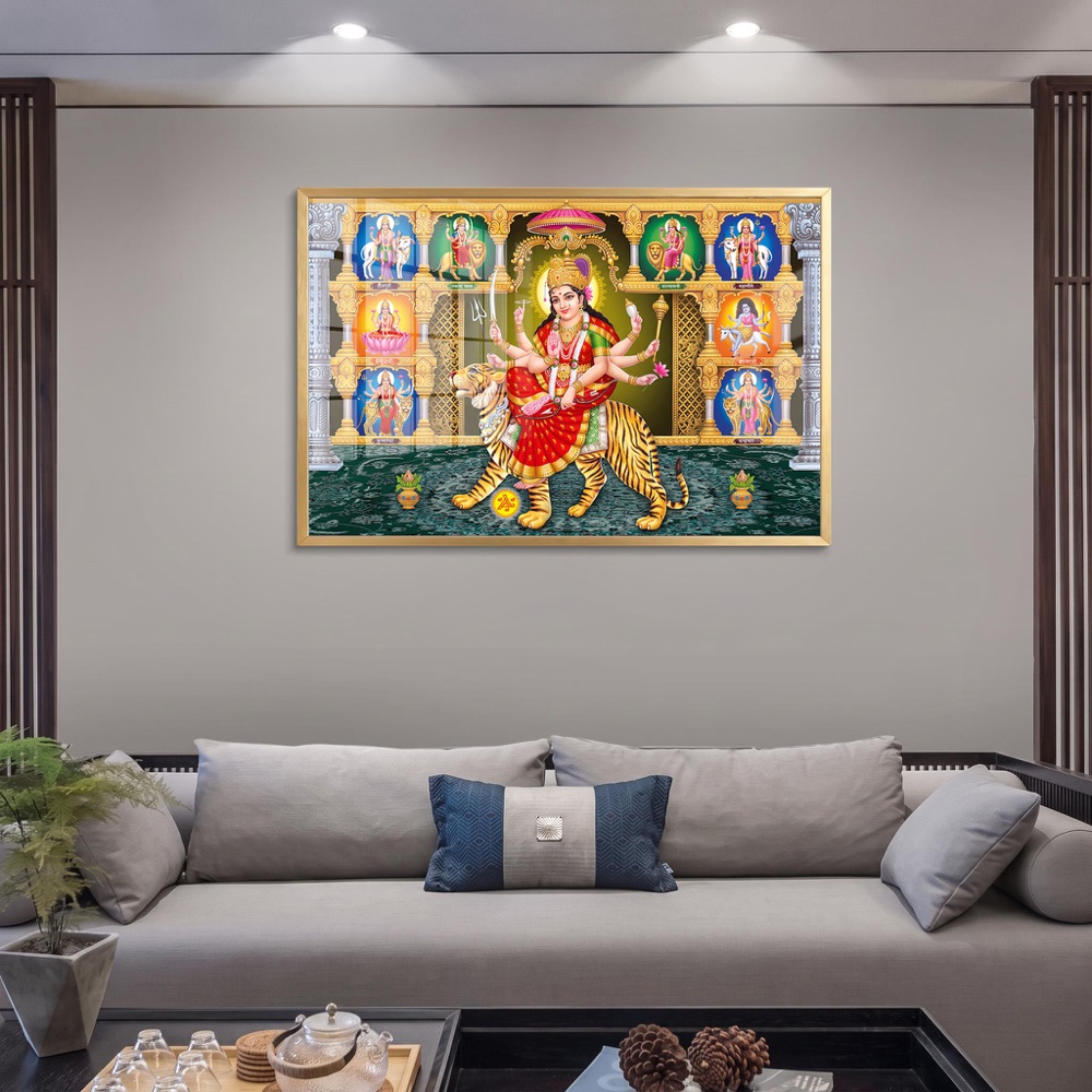 Navdurga Nine Forms Goddess Glass Painting