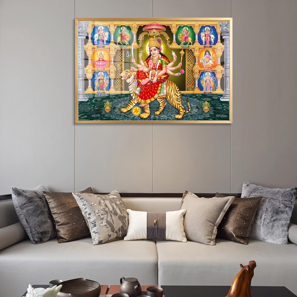 Navdurga Nine Forms Goddess Glass Painting - Image 2