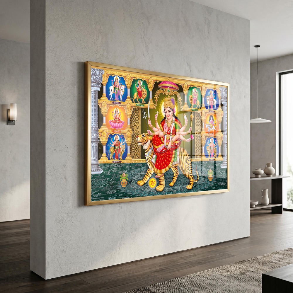 Navdurga Nine Forms Goddess Glass Painting - Image 3