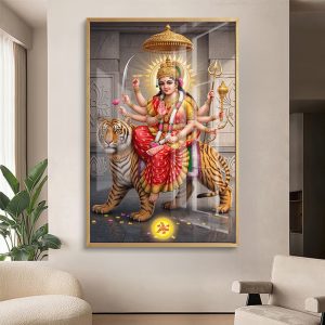 Modern Goddess Durga Riding Tiger Wall Painting