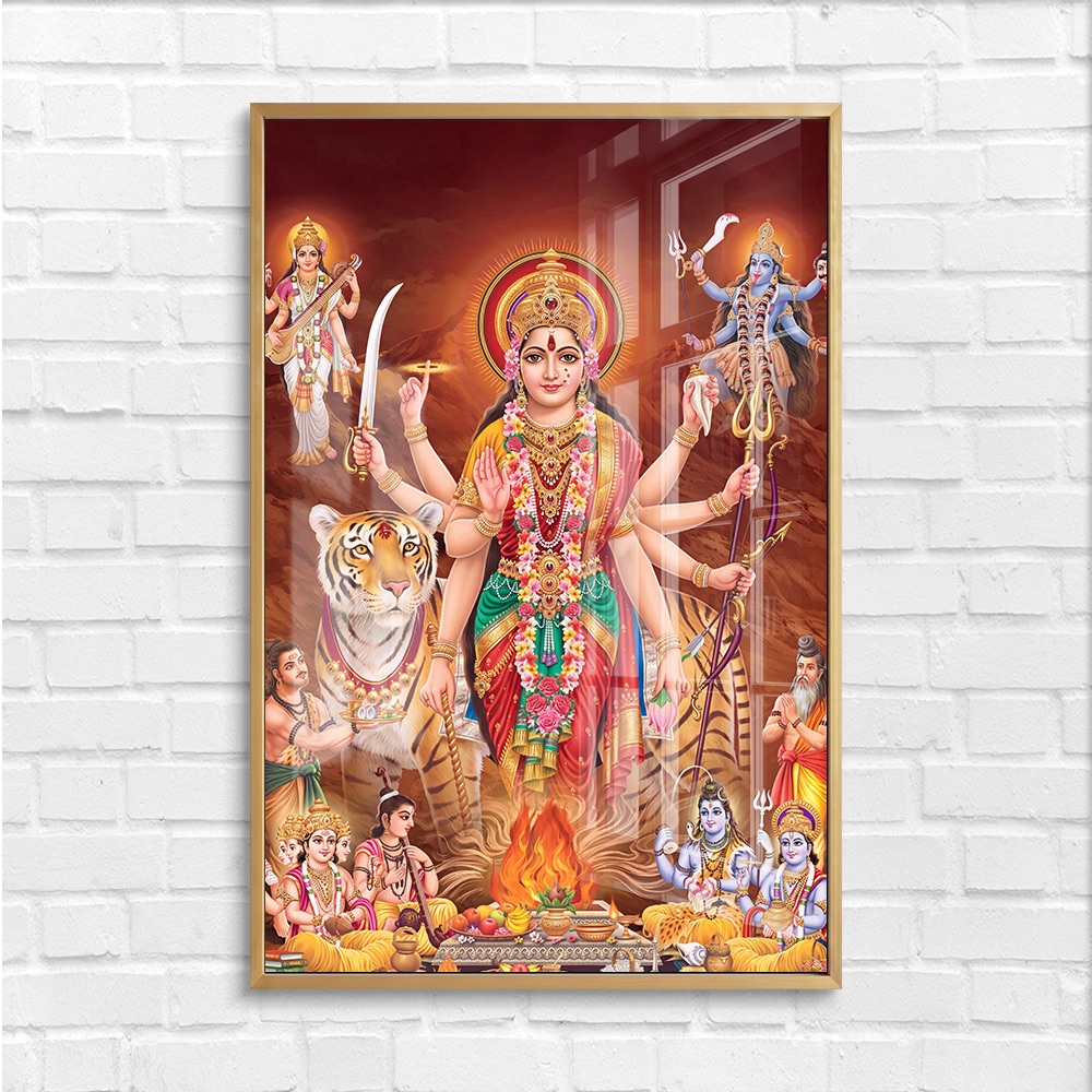 Goddess Durga Yajna Blessing Glass Art - Image 4