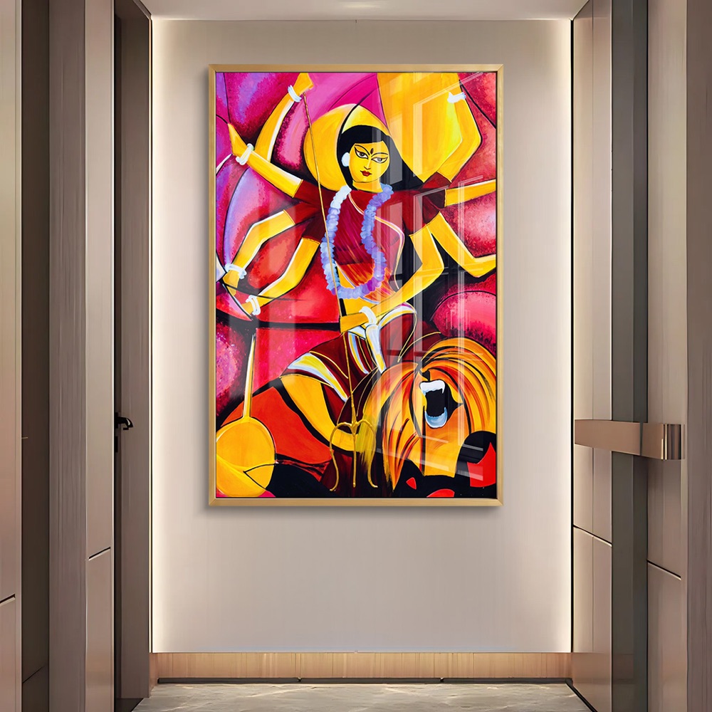 Modern Expressionist Maa Durga Lion Painting