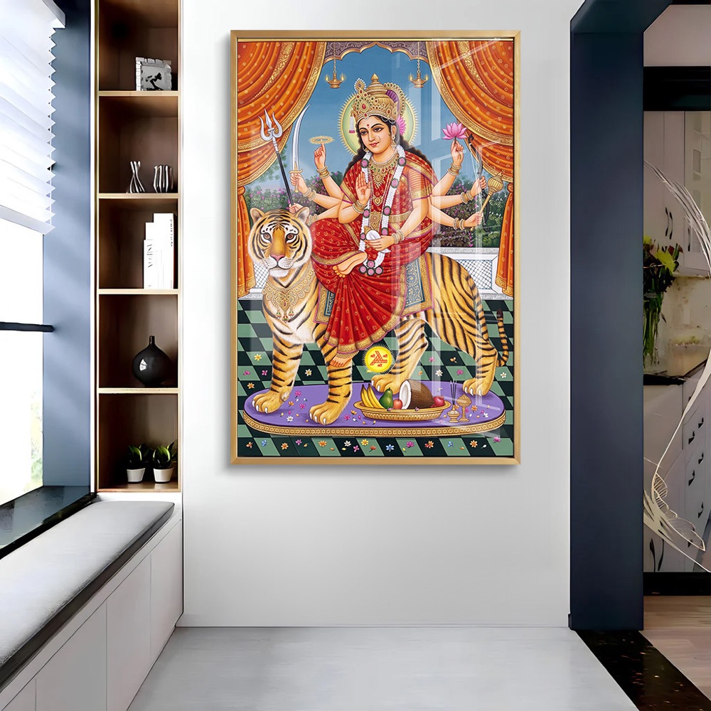 Goddess Durga Tiger Palace Courtyard Art - Image 2