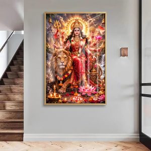 Sherawali Mata Seated Lion Temple Painting