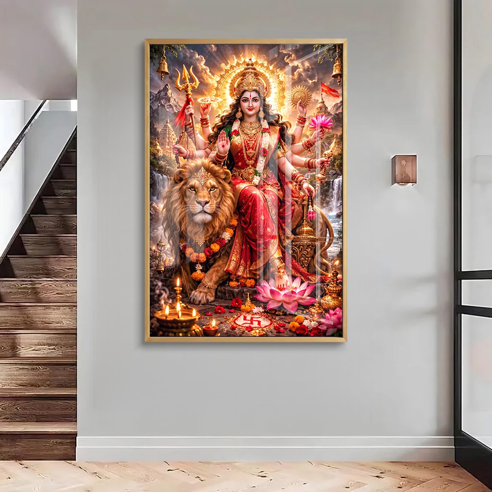 Sherawali Mata Seated Lion Temple Painting