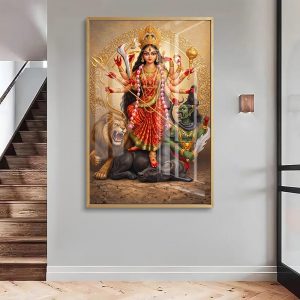 Fierce Maa Durga Slaying Asura Frame