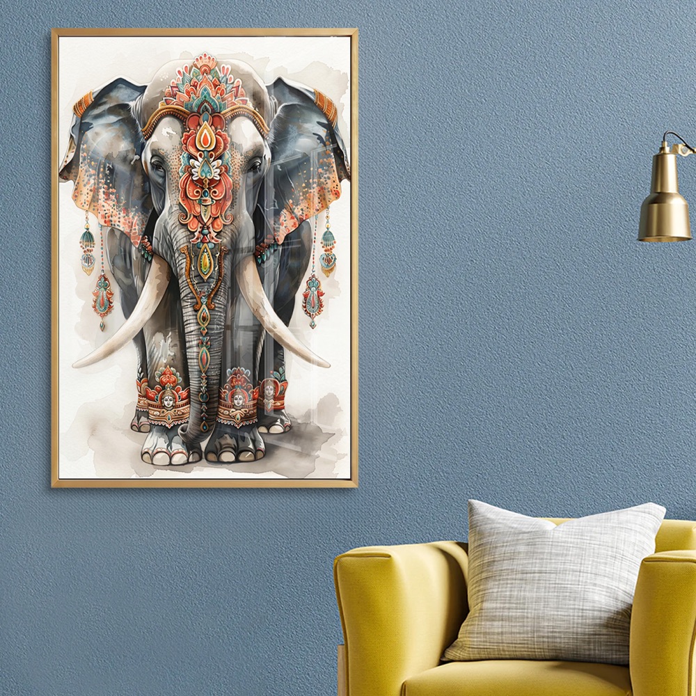 Decorative Boho Elephant Watercolor Style Art - Image 2