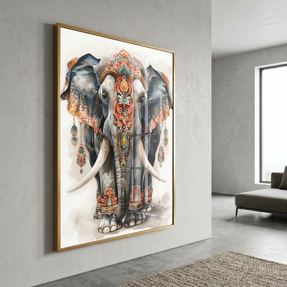 Decorative Boho Elephant Watercolor Style Art - Image 3